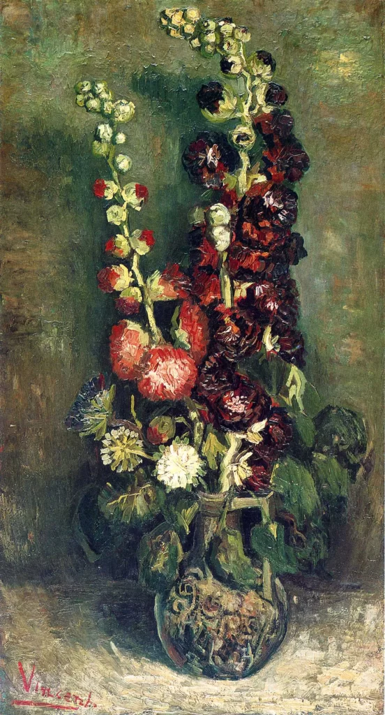 Vase with Holyhocks Van Gogh