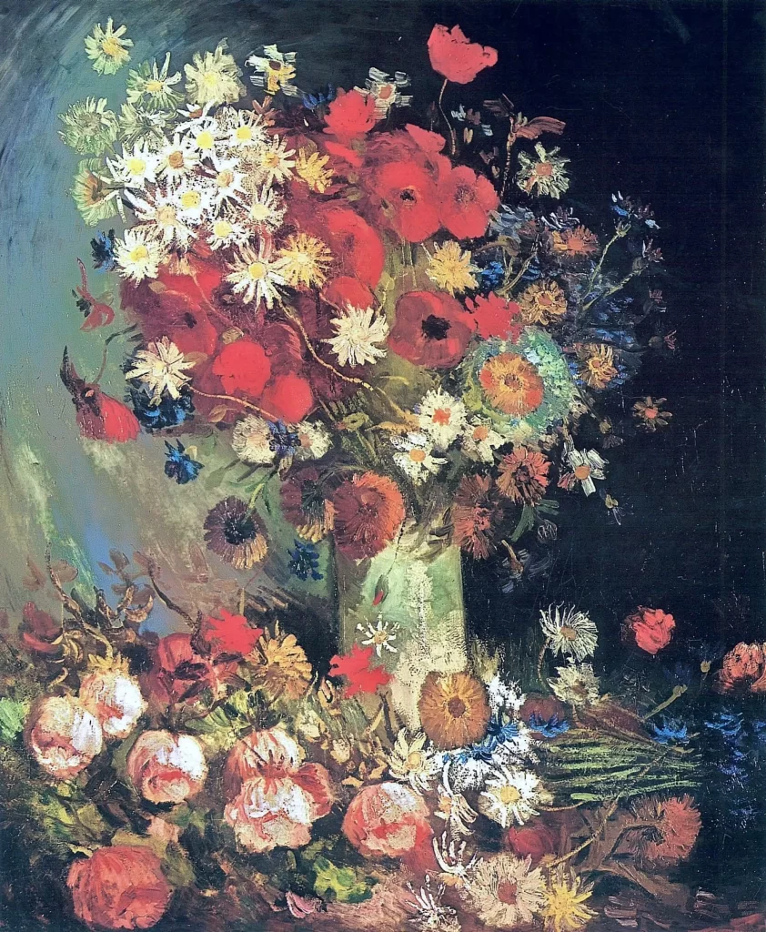 Vase with Poppies Cornflowers Peonies and Chrysanthemums Van Gogh