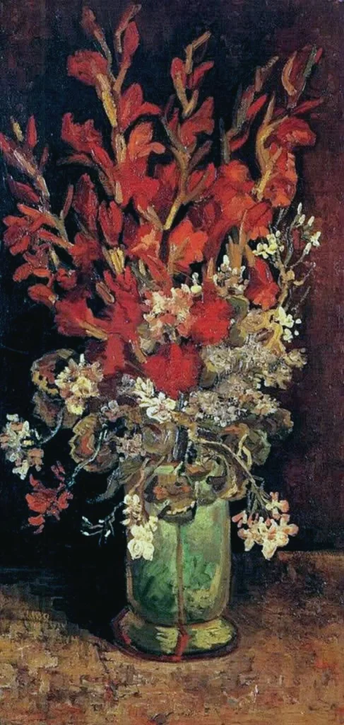 Vase with Red Gladioli and Other Flowers Van Gogh