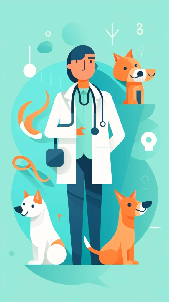 Veterinarian White Blue Orange Stethoscope Flat Illustration