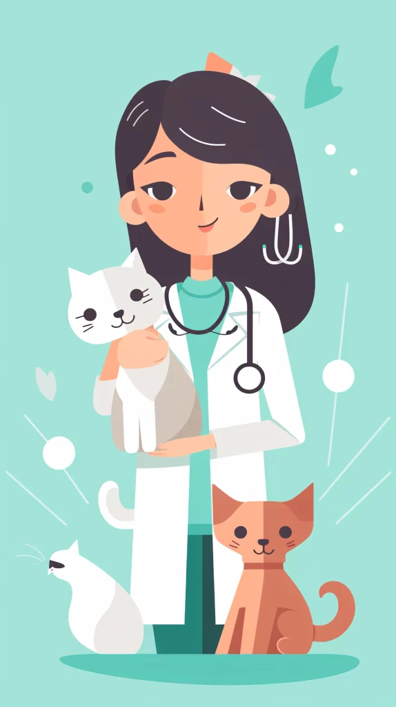 Veterinarian White Green Stethoscope Flat Illustration