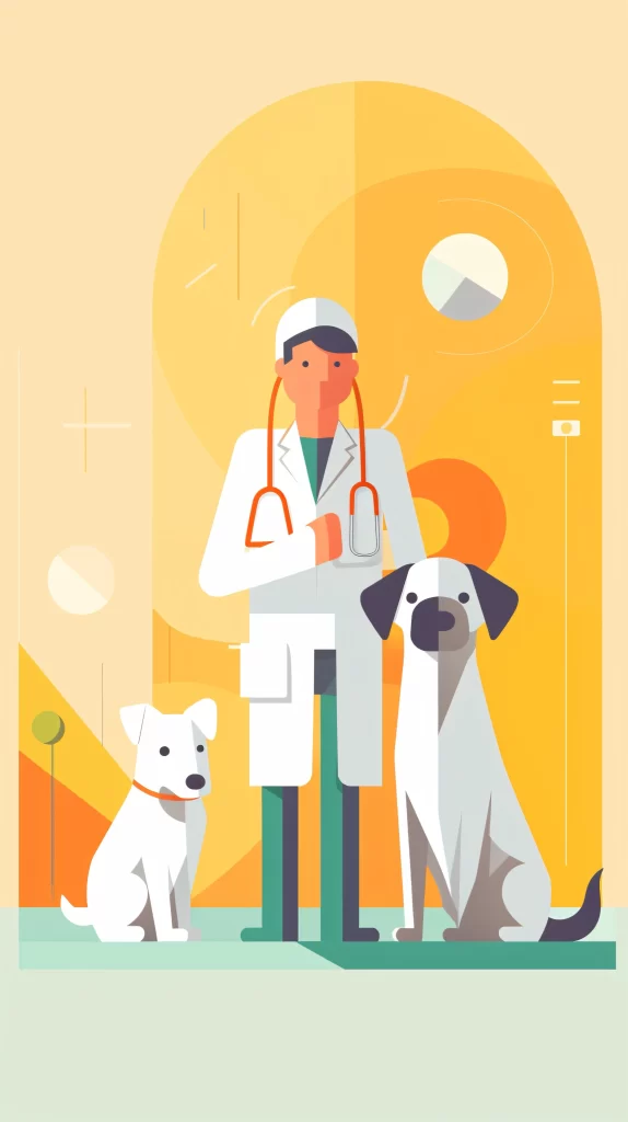 Veterinarian White Orange Stethoscope Flat neutral Illustration