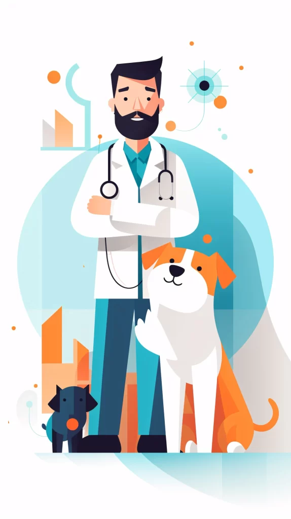 Veterinarian White Orange Stethoscope Flat Illustration