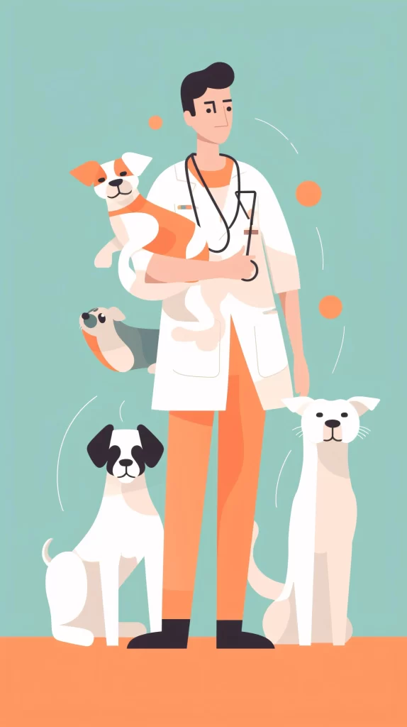 Veterinarian White Orange Stethoscope Flat gray Illustration