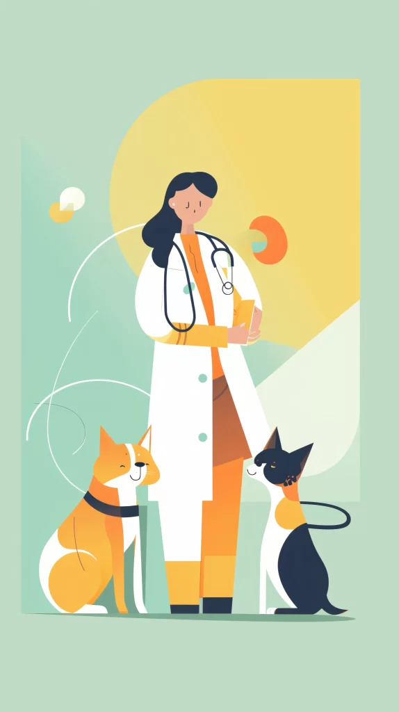 Veterinarian White Orange Stethoscope Flat neutral Illustration