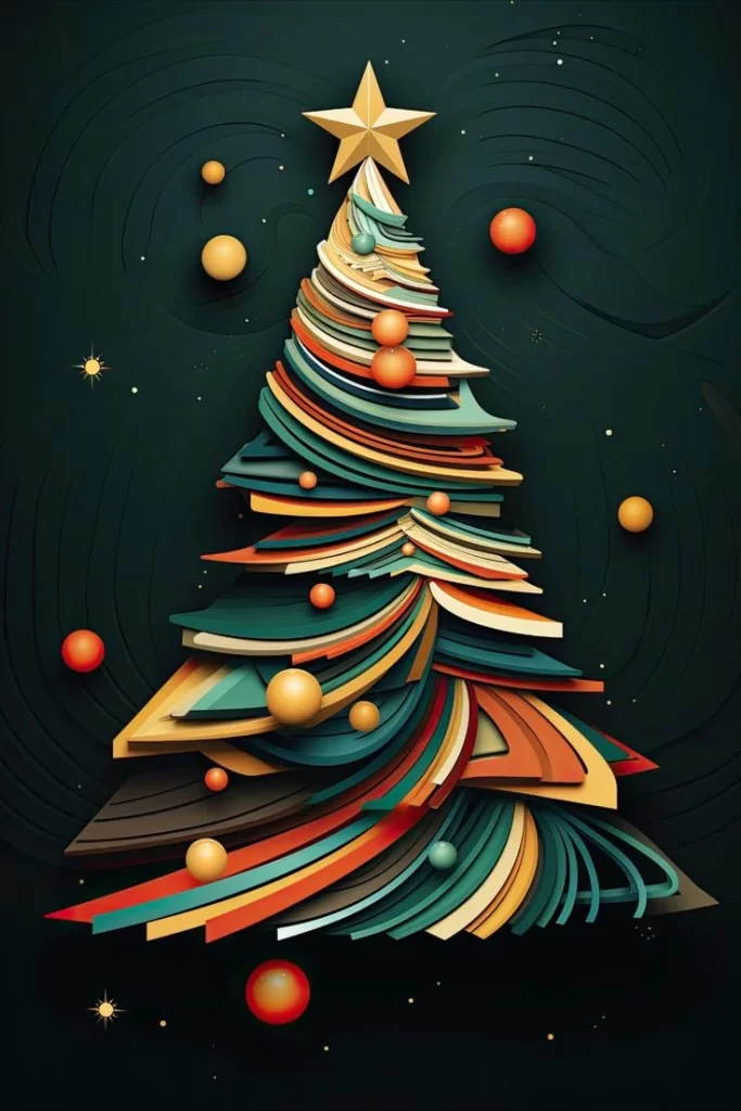 Vibrant Christmas Tree with Golden Star