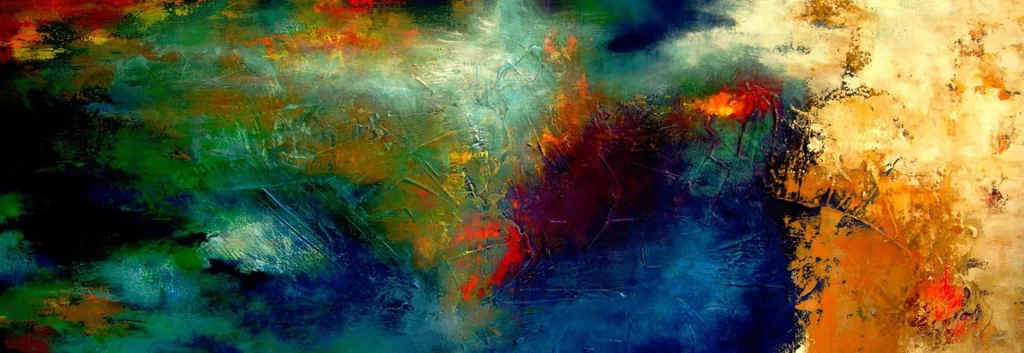 Vibrant Impasto Oil Painting Texture Mixed Colors Palette Knife