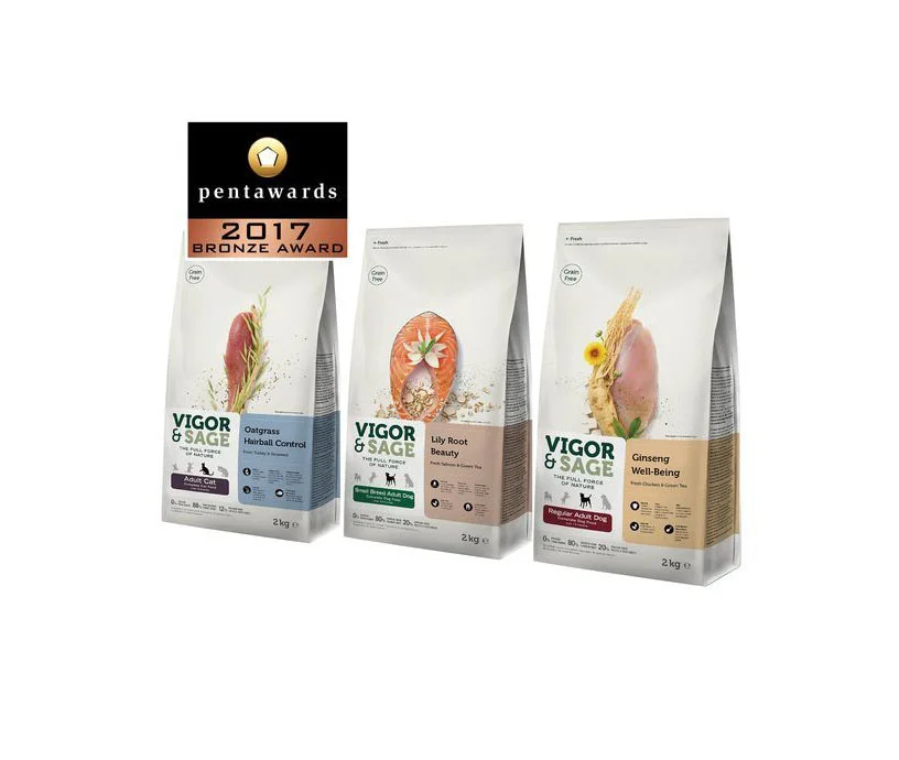 Vigor Sage Dog Food Salmon Blue Illustration