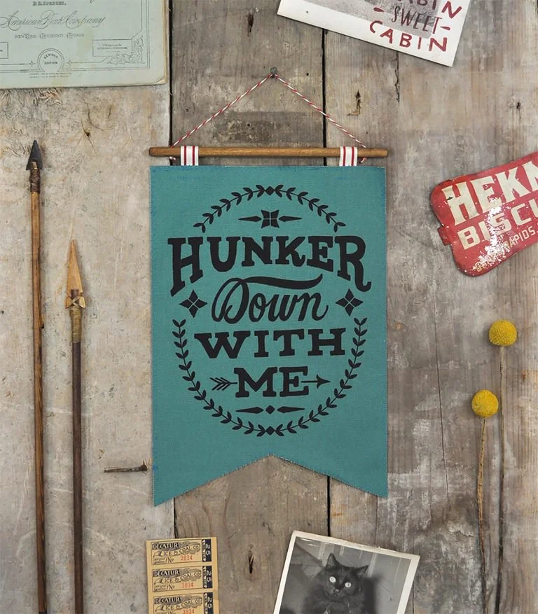 Vintage Decorative Black Text Teal Background Typography Design