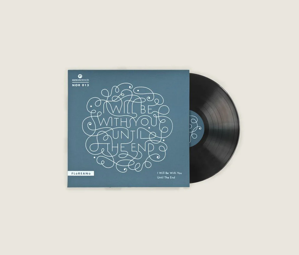 Vinyl Record Blue White Typography Modern Design