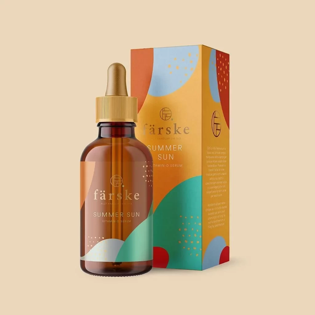 Vitamin Serum Amber Glass Colorful Abstract Design