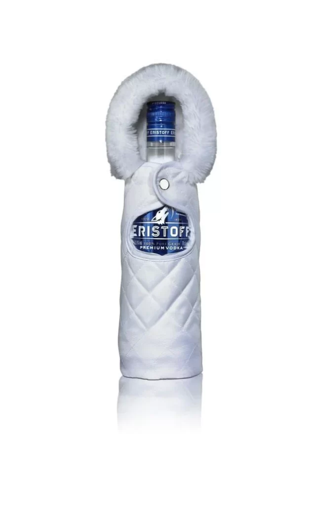 Vodka Bottle White Fur Premium Winter Design
