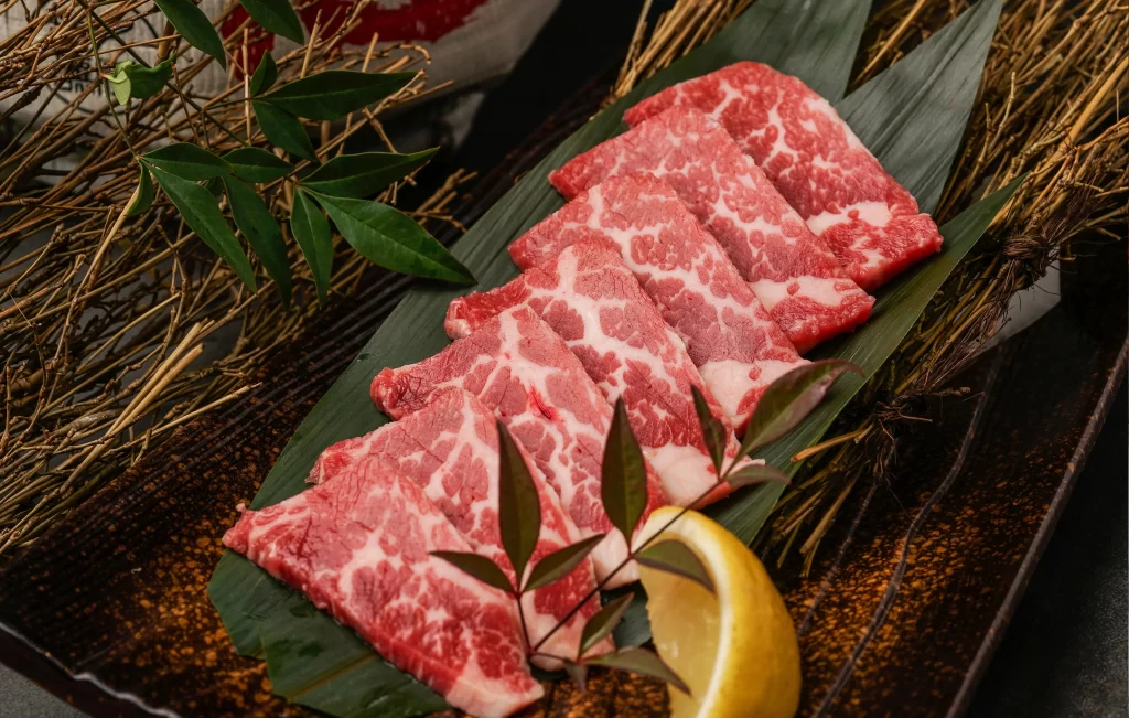 Wagyu Beef Slices Charred Juices Smoke