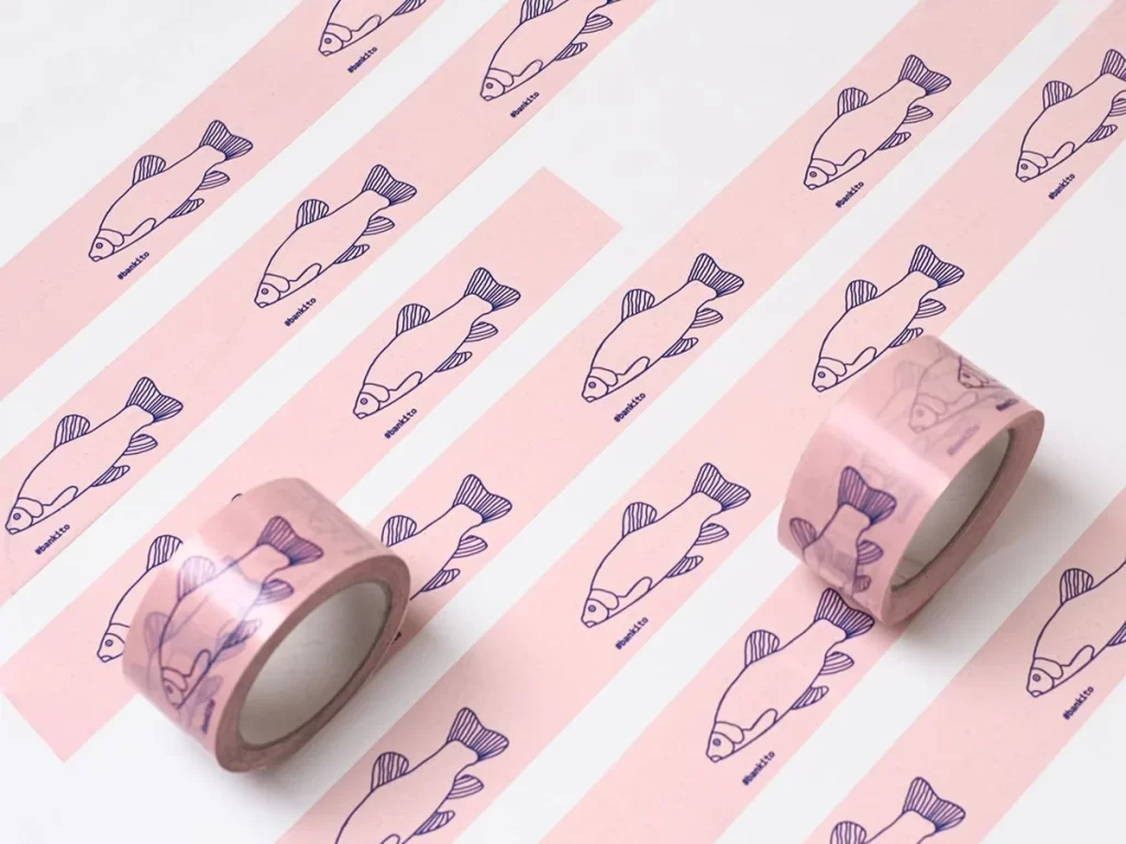 Washi Tape Fish Illustration Pink Purple Minimalist Design