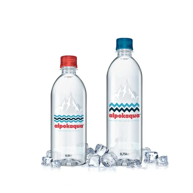 Water Bottle Clear Blue Red Mountain Minimalist Design