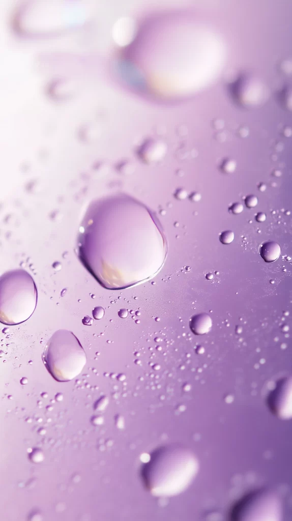 Water Drops Surface Reflections Purple Hue