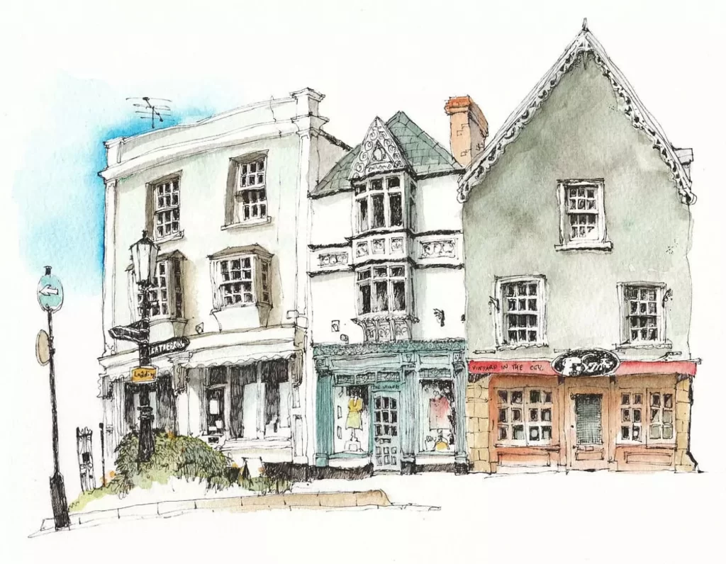 Watercolor Buildings Street View
