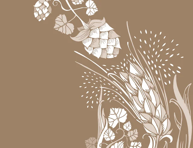 Wheat Hops Brown White Illustration Design