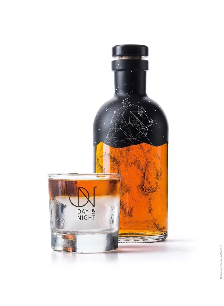 Whiskey Bottle Black Orange Bear Constellation Modern Design
