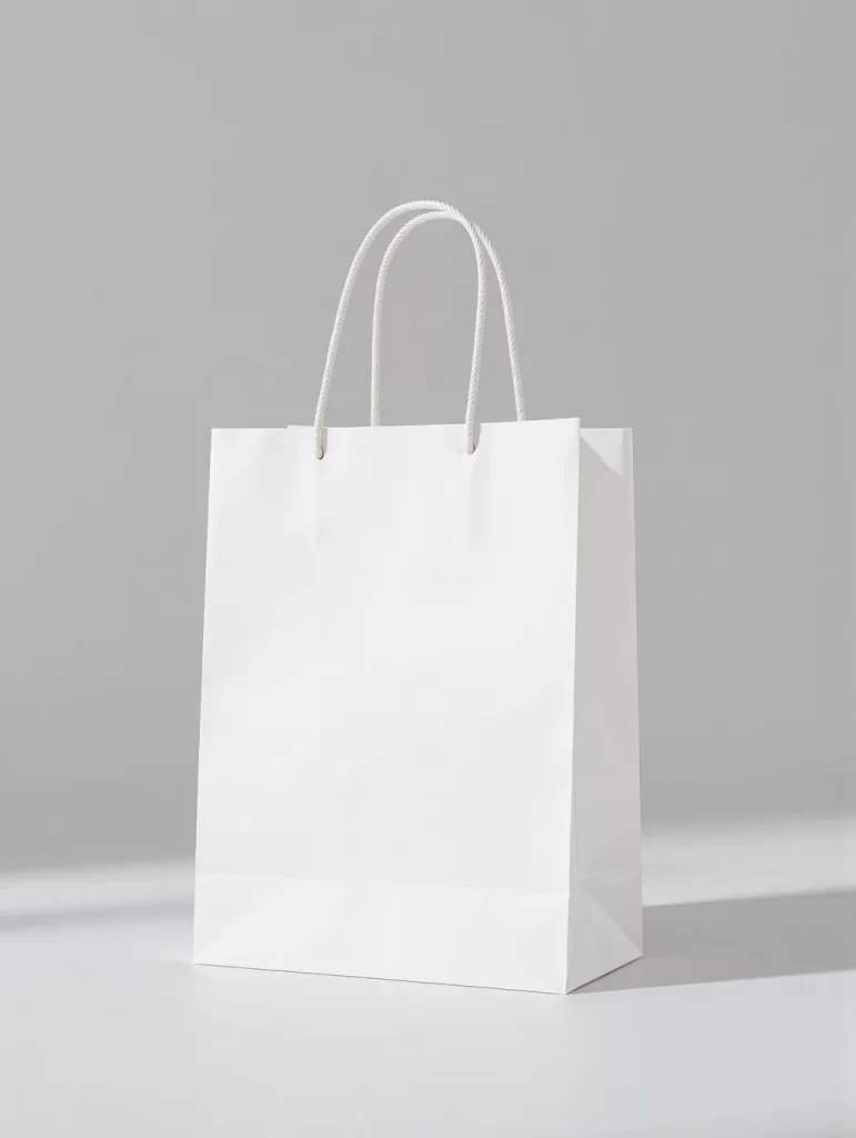 White Paper Bag Handles Simple Minimalist
