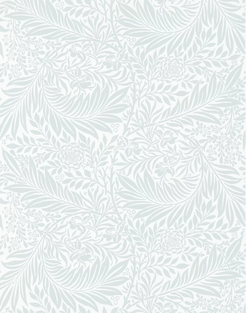 White Peony Vine Arabesque Light Grey Background William Morris