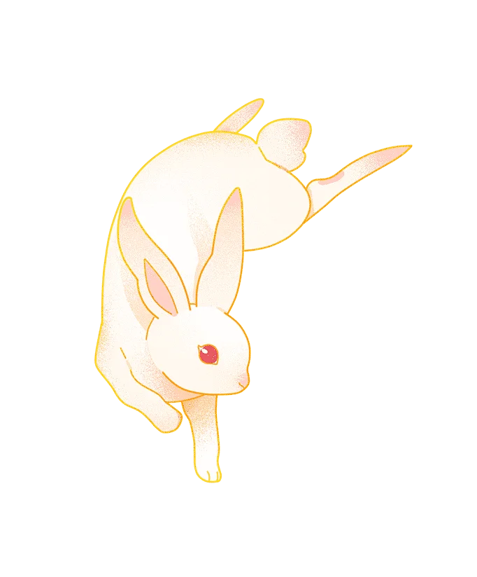 White Rabbit with Pink Accents and Red Eye