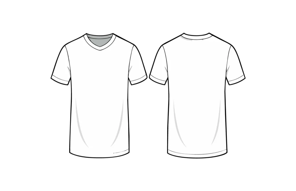 White V-Neck Summer T-Shirt Template