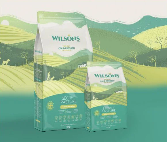 Wilsons Dog Food Secret Pasture Green Illustration