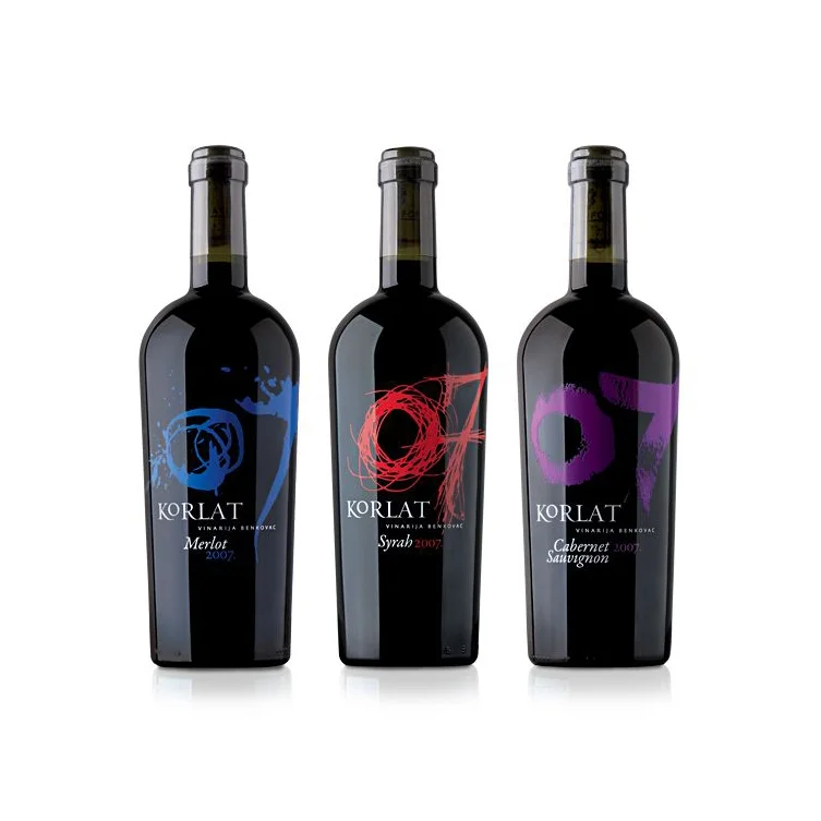 Wine Bottle Black Colorful Labels Modern Design
