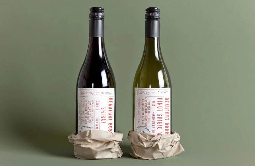 Wine Bottle Black White Elegant Minimalist Label Design