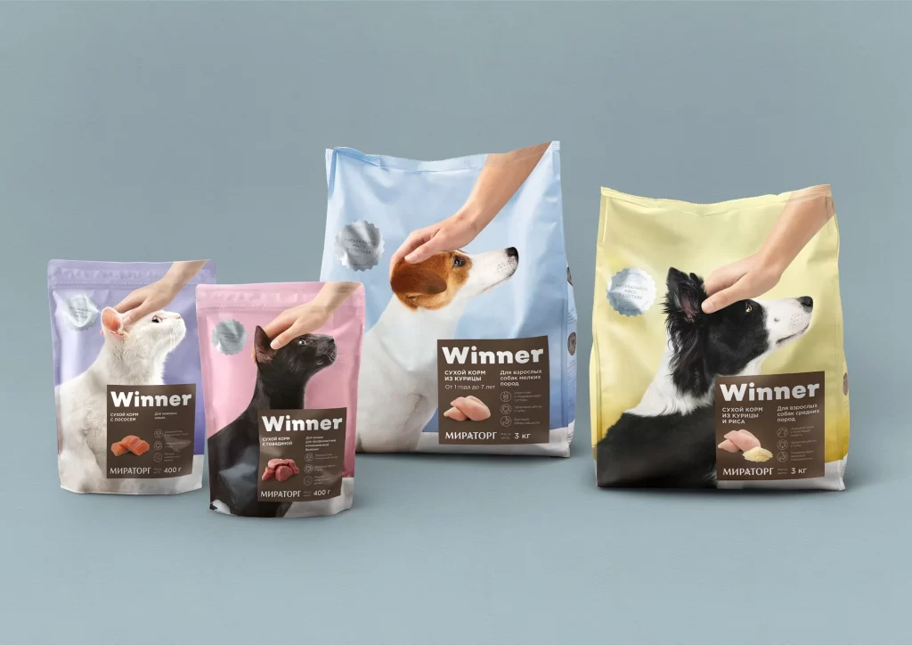Winner Pet Food Dog Food Chicken Yellow Blue Pink Purple