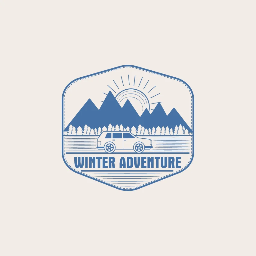Winter Adventure Hexagonal Mountain Emblem