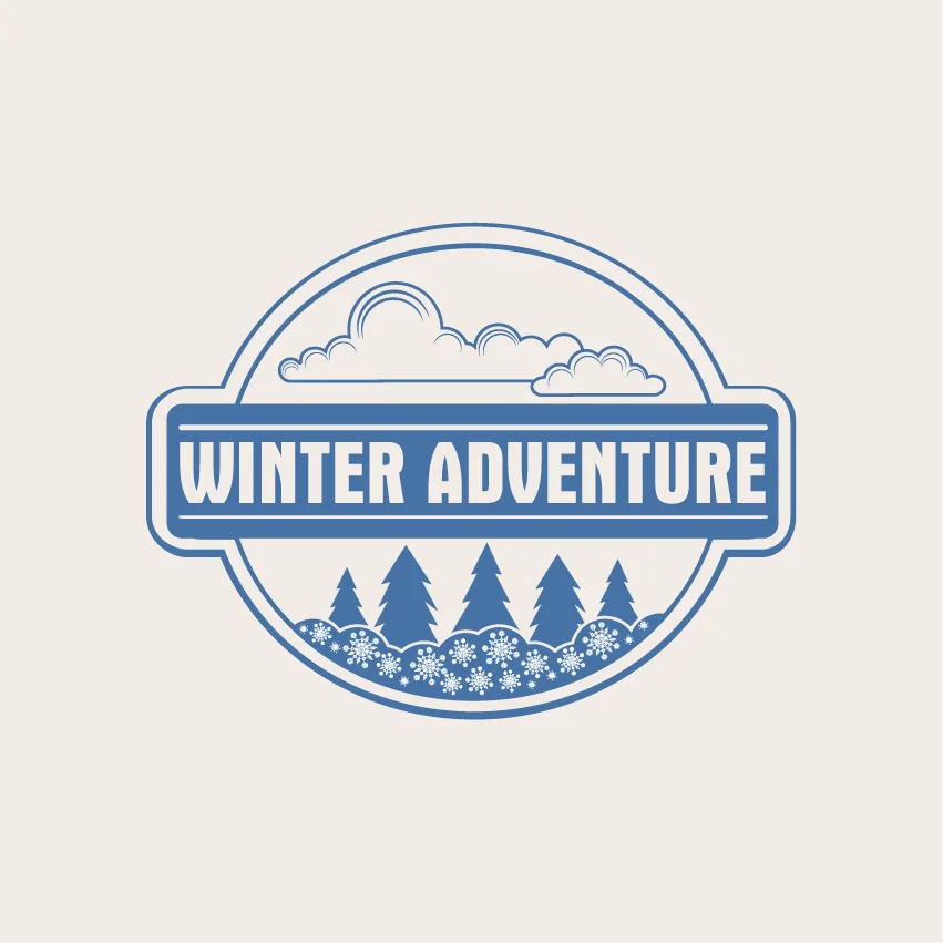 Winter Adventure Pine Tree Snowflake Badge