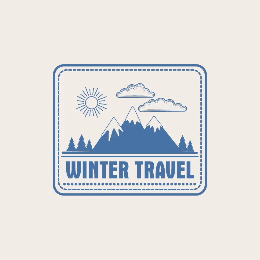 Winter Travel Stamp Mountain Emblem