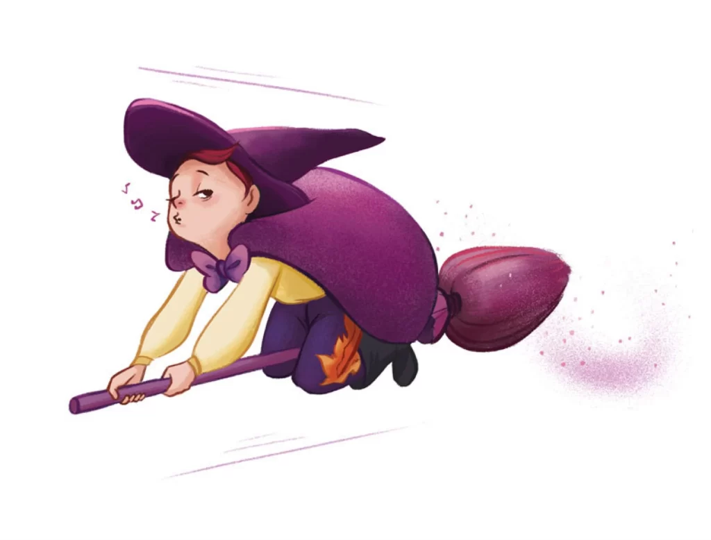 Witch Flying Broomstick Sleepy Dream