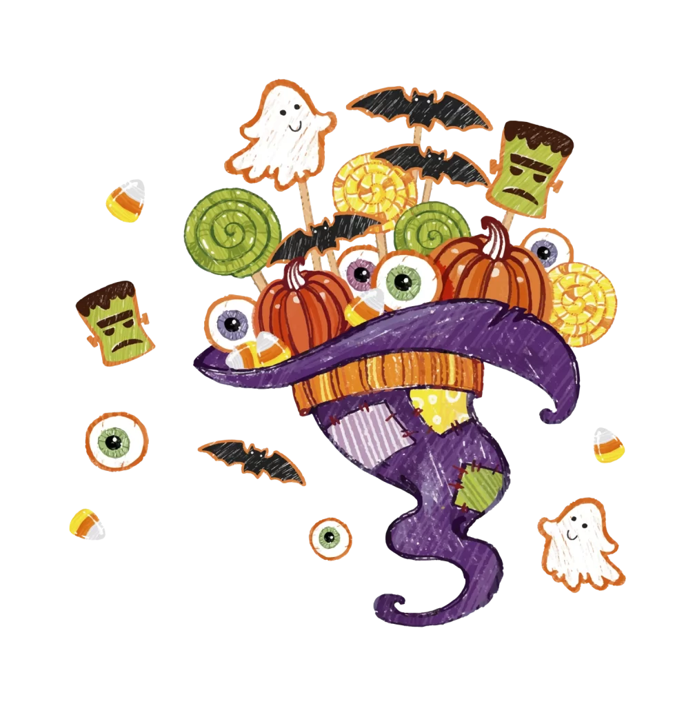 Witch Hat Lollipops Eyeballs Pumpkins Bats Ghosts Candy Corn