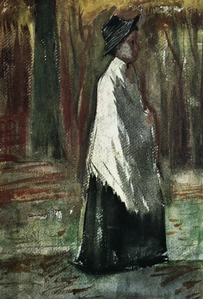 Woman with White Shawl in a Wood Van Gogh