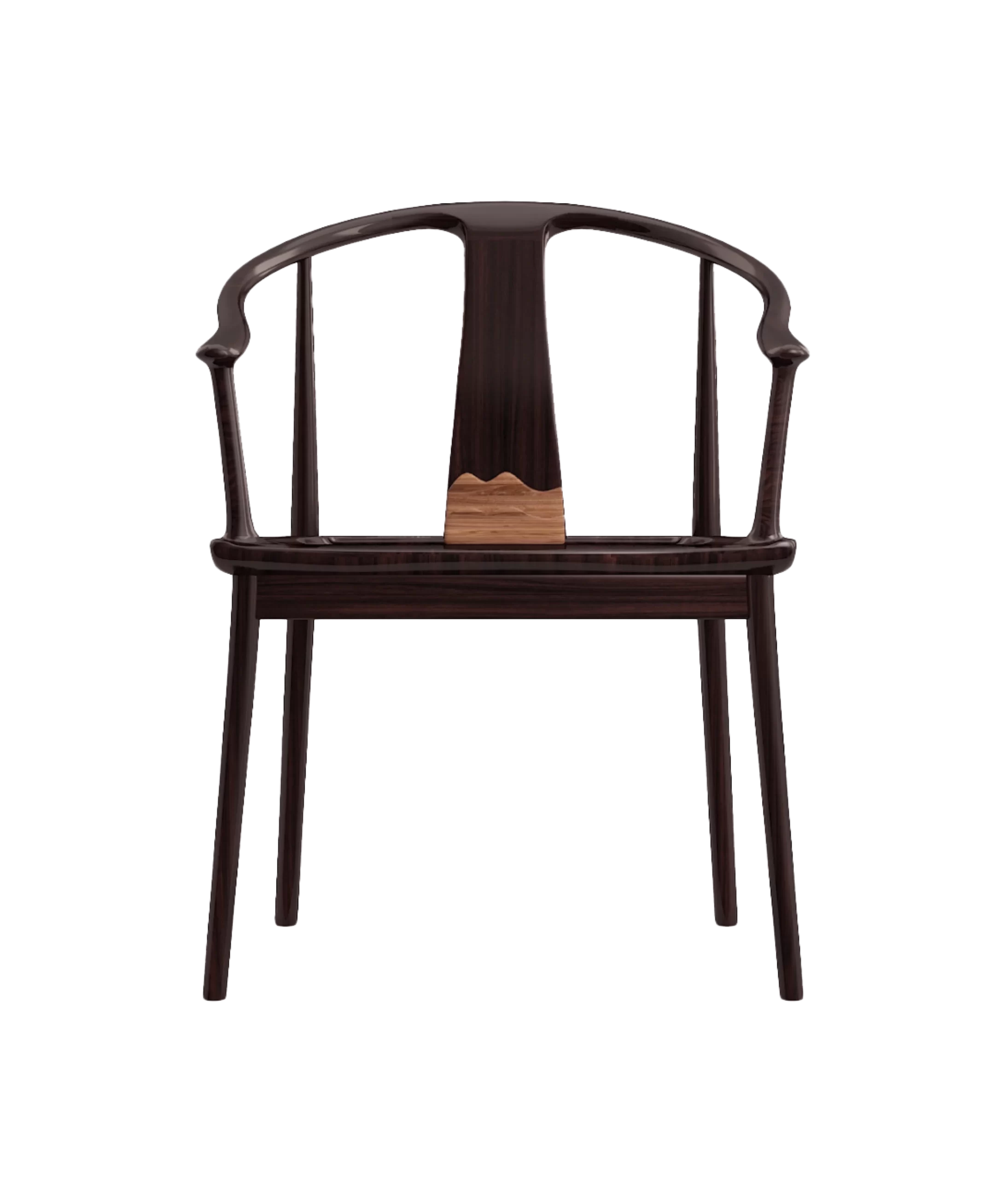 Chinese horseshoe-back chair with mountain pattern inlay on splat