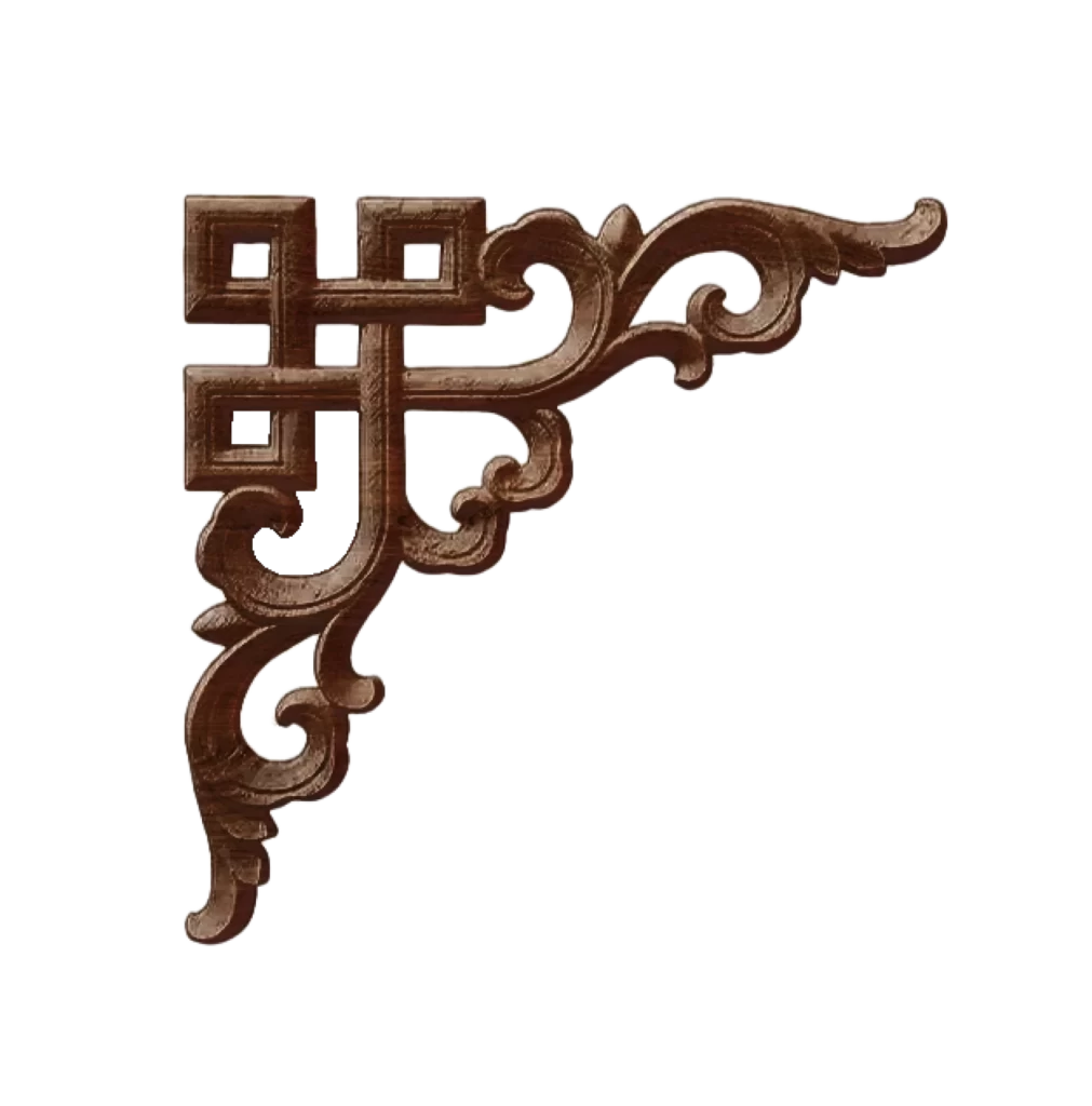 Wooden Door Lock Chinese Traditional Swirl Pattern