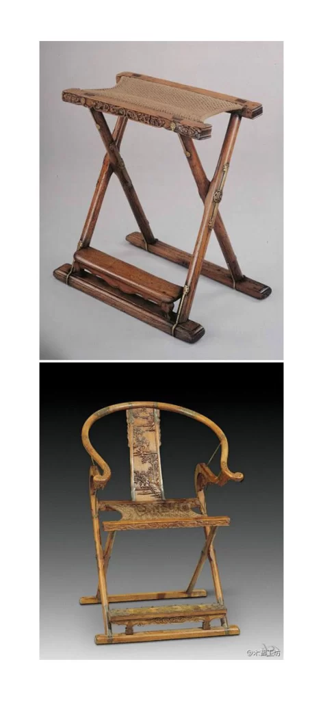 Wooden Folding Chair Traditional Chinese Carved Pattern