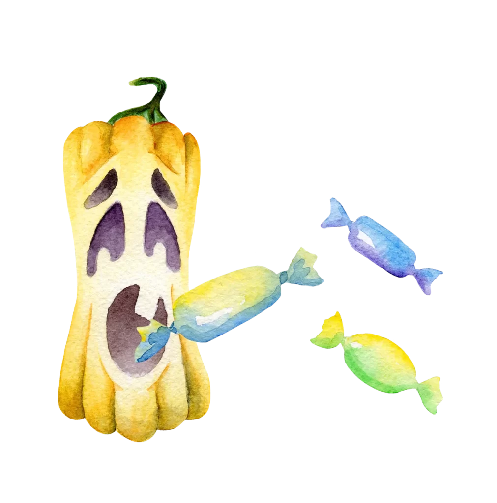 Wrapped Candy Blue Green Yellow Halloween Ghost