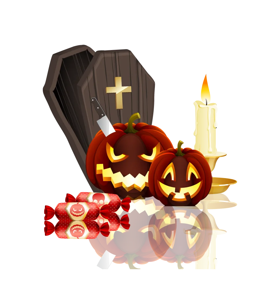 Wrapped Candy Red Halloween Skull Pumpkin