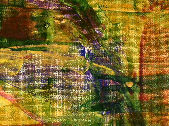 Yellow Green Purple Impasto Oil Painting Texture Dynamic Brushstrokes