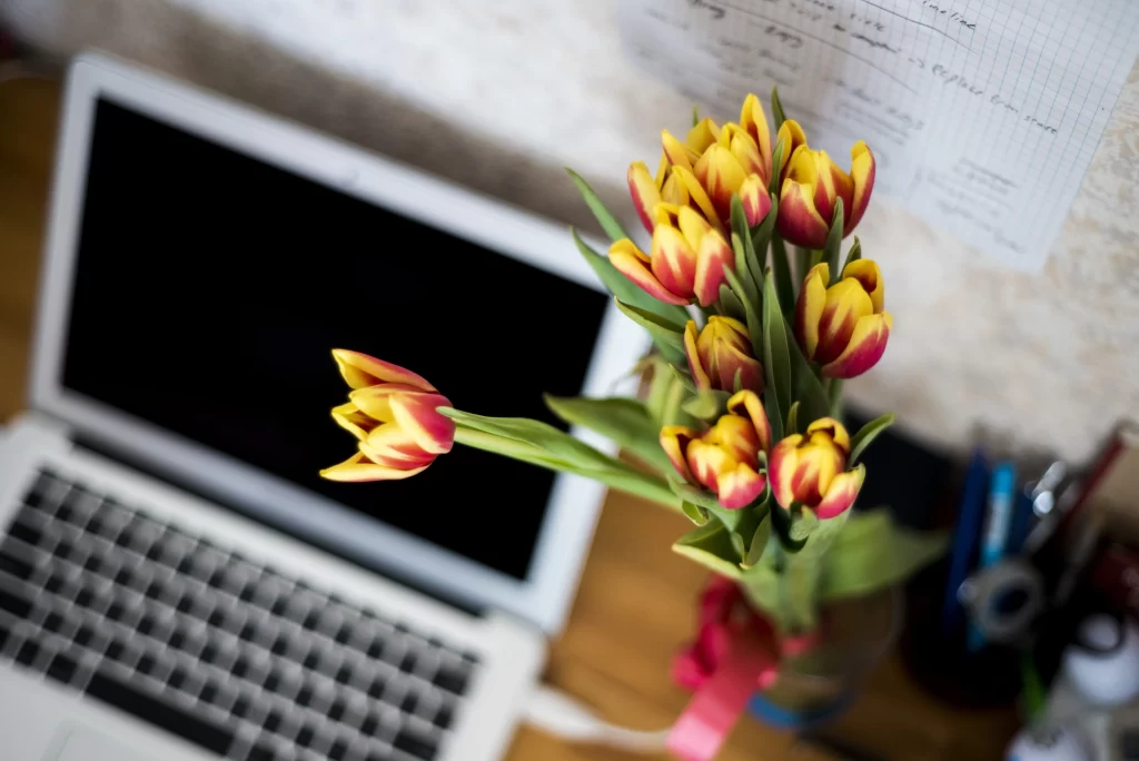 Yellow Red Tulip Petals Vase