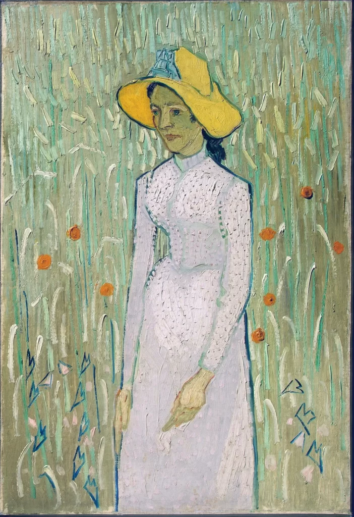 Young Girl Standing against a Background of Wheat Van Gogh