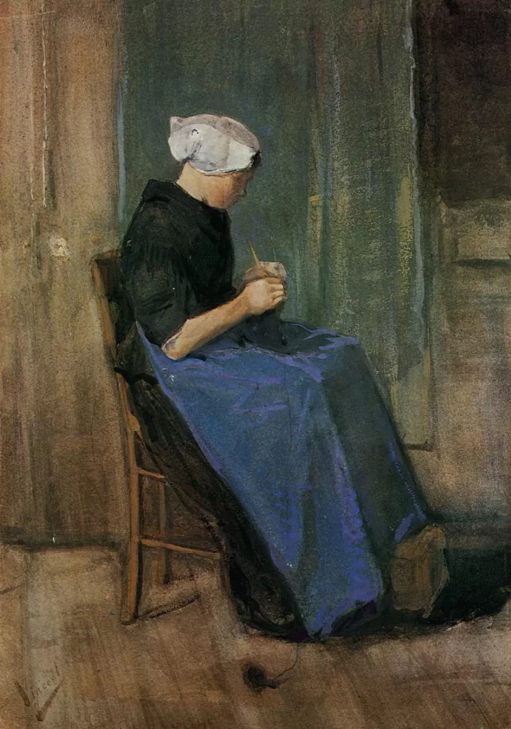 Young Scheveningen Woman Knitting Van Gogh