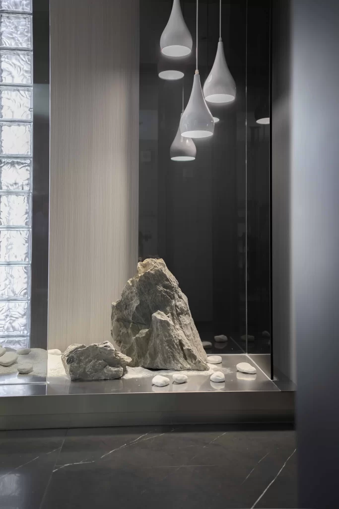 Zen Rock Garden Monochrome Minimalist Natural Elements Soft Lighting