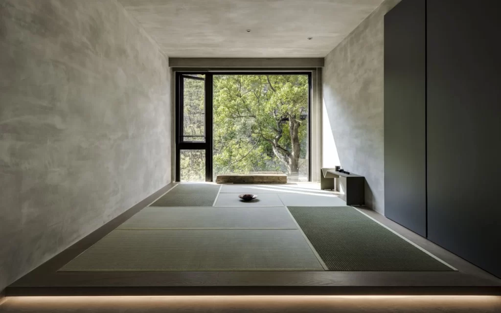 Zen Room Japanese Minimalist Green Neutral Wood Floor