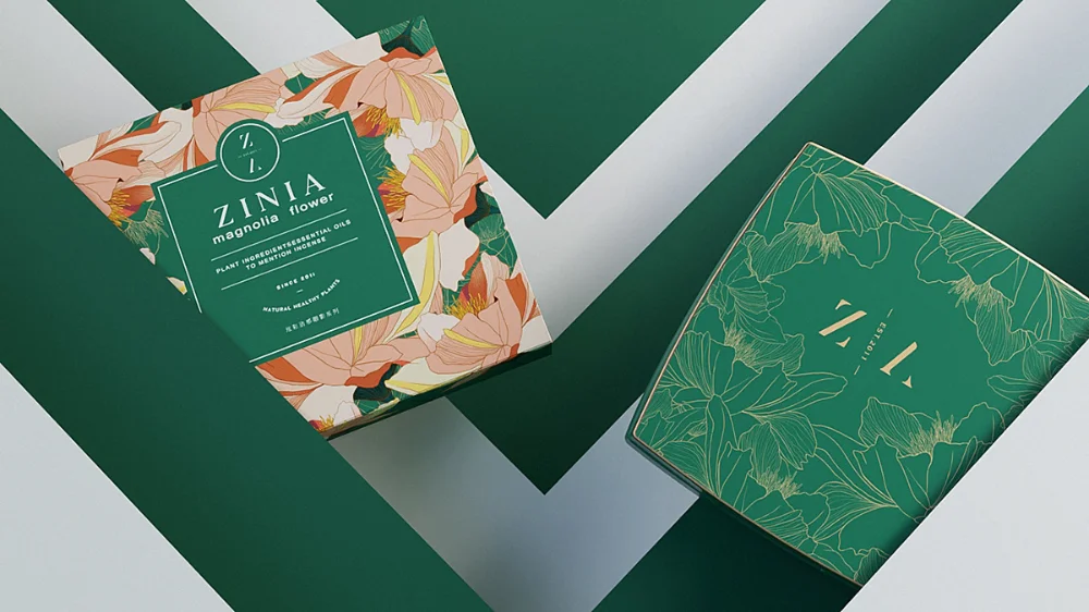 Zinia Flower Box Green Pink Floral Minimalist Design
