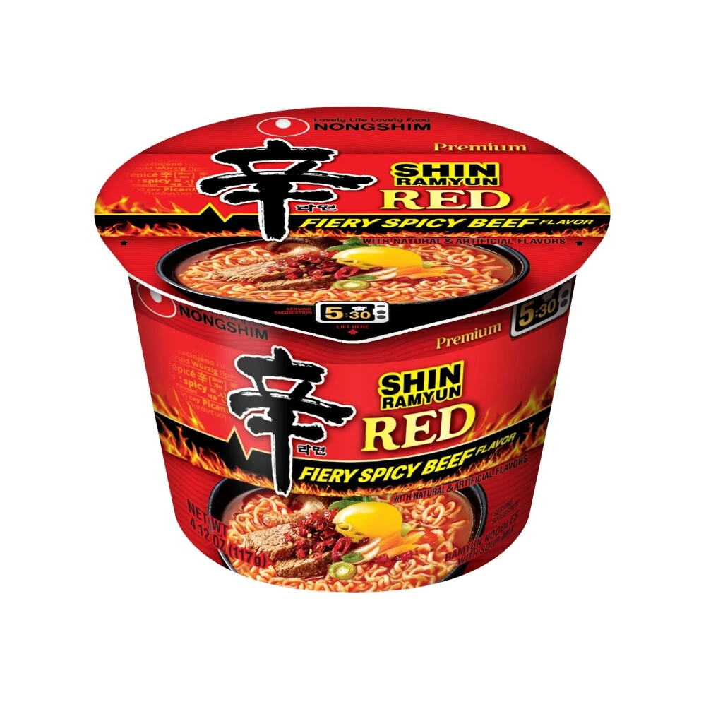 Nongshim SHIN RAMYUN RED FIERY SPICY BEEF FLAVOR instant noodles Packaging